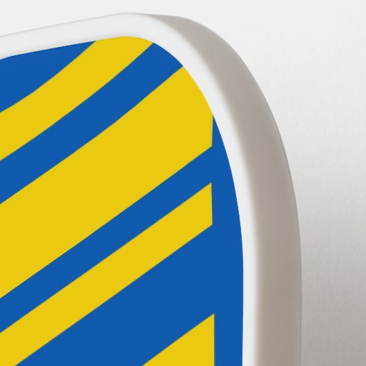 Blauw en geel patroon van het ontwerp van de kleur pickleball paddle (Links Detail)