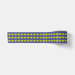 blauw en geel patroonontwerp satijnen lint