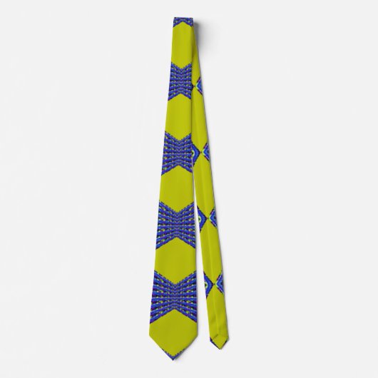 blauw en geel patroonontwerp stropdas (Voorkant)