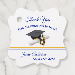 Blauw en geel Pet & tassel | AFSTUDEREN Bedankjes Labels