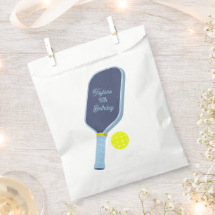 Blauw en geel pickleball-paddle gepersonaliseerd bedankzakje