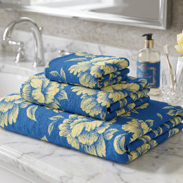 Blauw en Geel Pioen Toile - Frans Landelijk Decor Bad Handdoek