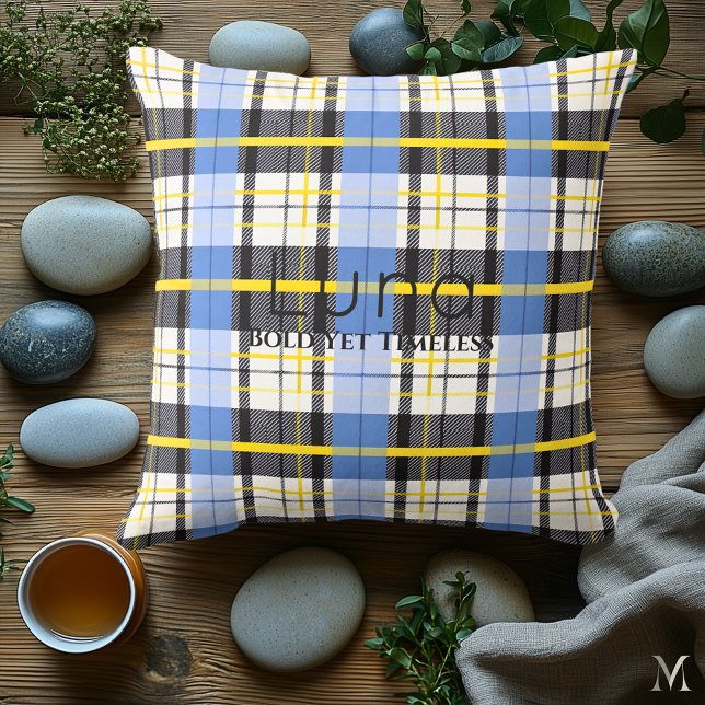 Blauw en geel plaid | Custom Bold Tartan Home Kussen (Creator heeft geüpload)