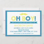 Blauw en geel Polka Dot Oh Boy Baby shower Kaart (Voorkant)