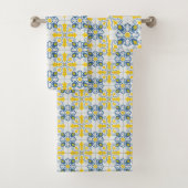 Blauw en geel Portugees tegels patroon Bad Handdoek (Insitu)