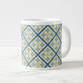 Blauw en geel  Portugees tegels patroon Grote Koffiekop (Voorkant rechts)