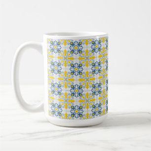 Blauw en geel Portugees tegels patroon Koffiemok