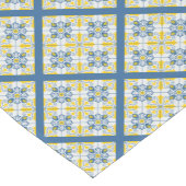 Blauw en geel  Portugees tegels patroon Korte Tafelloper (Hoek)