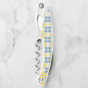 Blauw en geel  Portugees tegels patroon Kurkentrekker