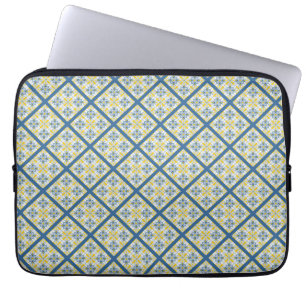 Blauw en geel  Portugees tegels patroon Laptop Sleeve