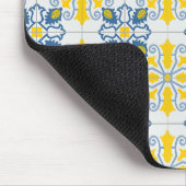 Blauw en geel  Portugees tegels patroon Muismat (Hoek)