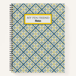 Blauw en geel  Portugees tegels patroon Notitieboek