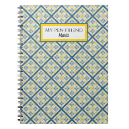 Blauw en geel  Portugees tegels patroon Notitieboek
