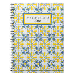 Blauw en geel  Portugees tegels patroon Notitieboek