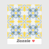 Blauw en geel  Portugees tegels patroon Sticker (Vel)