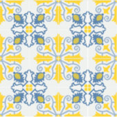 Blauw en geel  Portugees tegels patroon Sticker (Voorkant)