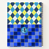 Blauw en geel Preppy Argyle en controles Notitieboek (Achterkant)