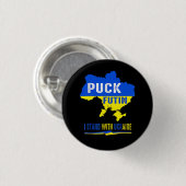 BLAUW EN GEEL PUCK FUTIN OEKRAÏNE LAND RONDE BUTTON 3,2 CM (Voorkant /achterkant)