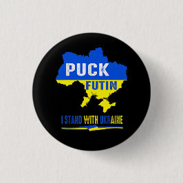 BLAUW EN GEEL PUCK FUTIN OEKRAÏNE LAND RONDE BUTTON 3,2 CM