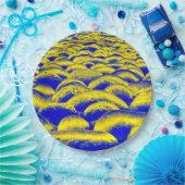 Blauw en geel Rockscape Papieren Bordje (Feest)
