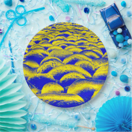 Blauw en geel Rockscape Papieren Bordje