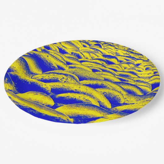 Blauw en geel Rockscape Papieren Bordje (Gekanteld)