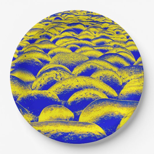 Blauw en geel Rockscape Papieren Bordje (Voorkant)