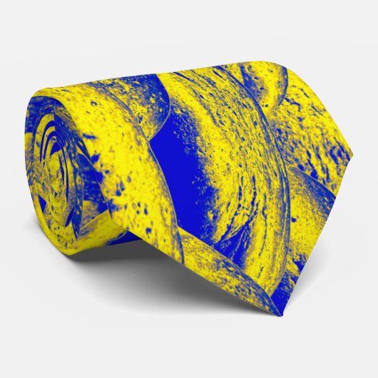 Blauw en geel Rockscape Stropdas (Opgerold)