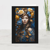 Blauw en Geel Rose Natuur Godin Groet Cared Bedankkaart (Voorkant)