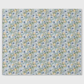 Blauw en Geel Rozen Inpakpapier (Vlak)