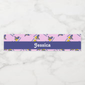 Blauw en geel scharnierschouderpatroon waterfles etiket (Enkel label)