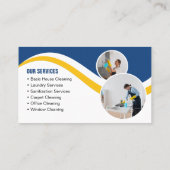 Blauw en Geel Schoonmaakservice Huishoudster Visitekaartje (Achterkant)