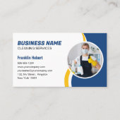 Blauw en Geel Schoonmaakservice Huishoudster Visitekaartje (Voorkant)