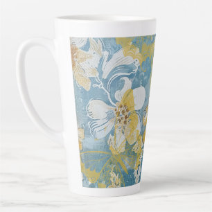 Blauw en geel Shabby Cottage Butterfly Latte Mok