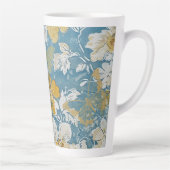 Blauw en geel Shabby Cottage Butterfly Latte Mok (Rechts)