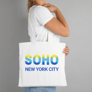 Blauw en geel SOHO New York City Wijken Tote Bag