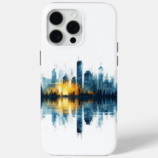 Blauw en Geel Stadspanorama Case-Mate iPhone Case (Achterkant)