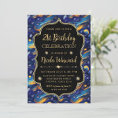 Blauw en geel Sterrennacht 21ste verjaardag Kaart (Staand voorkant)