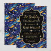 Blauw en geel Sterrennacht 21ste verjaardag Kaart (Voorkant / Achterkant)