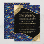 Blauw en geel Sterrennacht 21ste verjaardag Kaart (Voorkant / Achterkant)