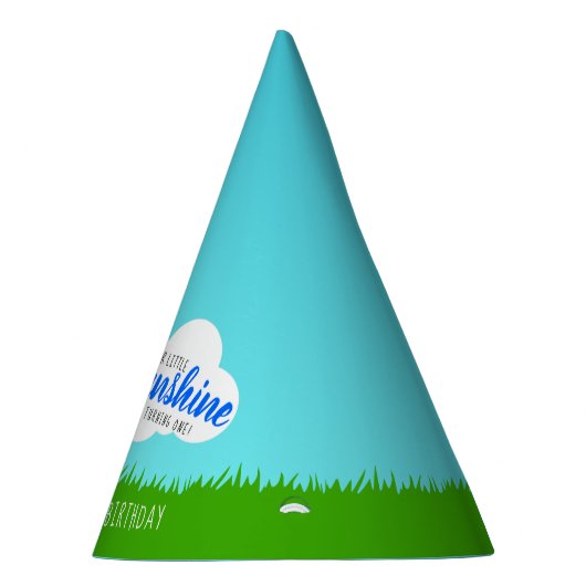 Blauw en geel Sunshine Verjaardag Feesthoedjes (Rechts)