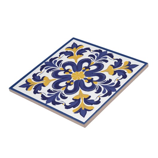 💛💙 Blauw en geel, symmetrische Azulejos Tegeltje (Zijkant)