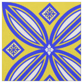 Blauw en geel Talavera Tegel ontwerp Stof (Close Up)