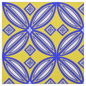 Blauw en geel Talavera Tegel ontwerp Stof (Swatch)