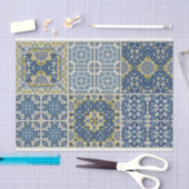 Blauw en geel tegel ontwerp decoupage tissue papie tissuepapier (Craft)