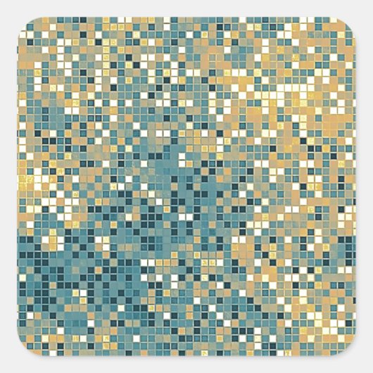 Blauw en geel Tegel Vierkante Sticker (Voorkant)