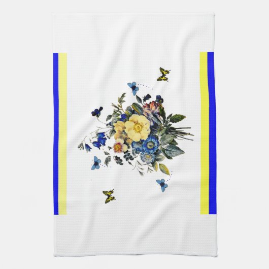 blauw en geel theedoek (Verticaal)