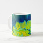 Blauw en Geel Tie Dye Koffiemok (Voorkant links)