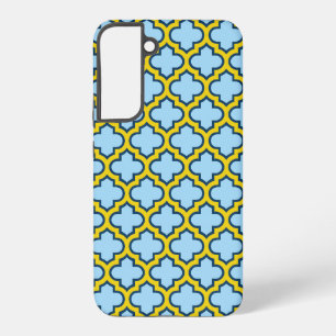 Blauw en Geel Traliewerk, Rooster, Vierpas Samsung Galaxy Hoesje