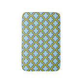 Blauw en geel trellis, rooster, quatrefoil badmat (Voorkant Verticaal)